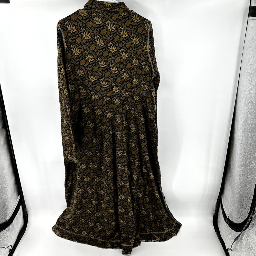 Natural Life Christa Maxi Dress 100% Cotton Button Knit Black Tan Daisies M NWT - Picture 6 of 6